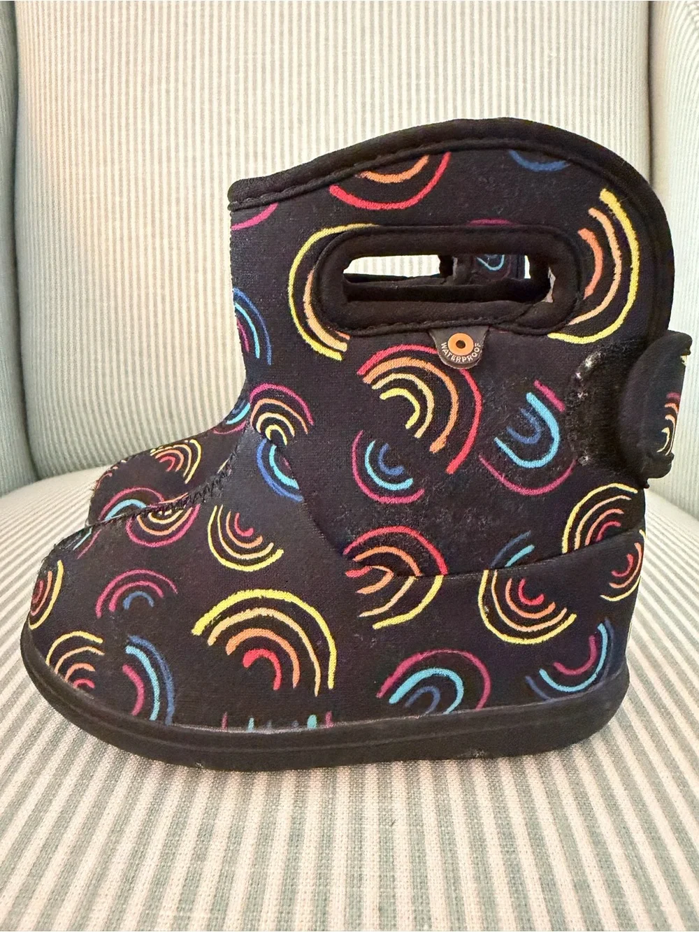 Bogs Baby Pull-On Waterproof Lined Boots Rainbow, Size 7